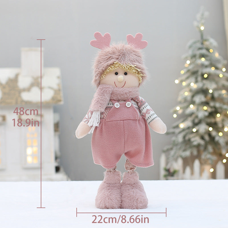 Cross Border Christmas Decorations Pink Antlers Doll Fabric Boys and Girls Doll Standing Doll Desktop Ornaments