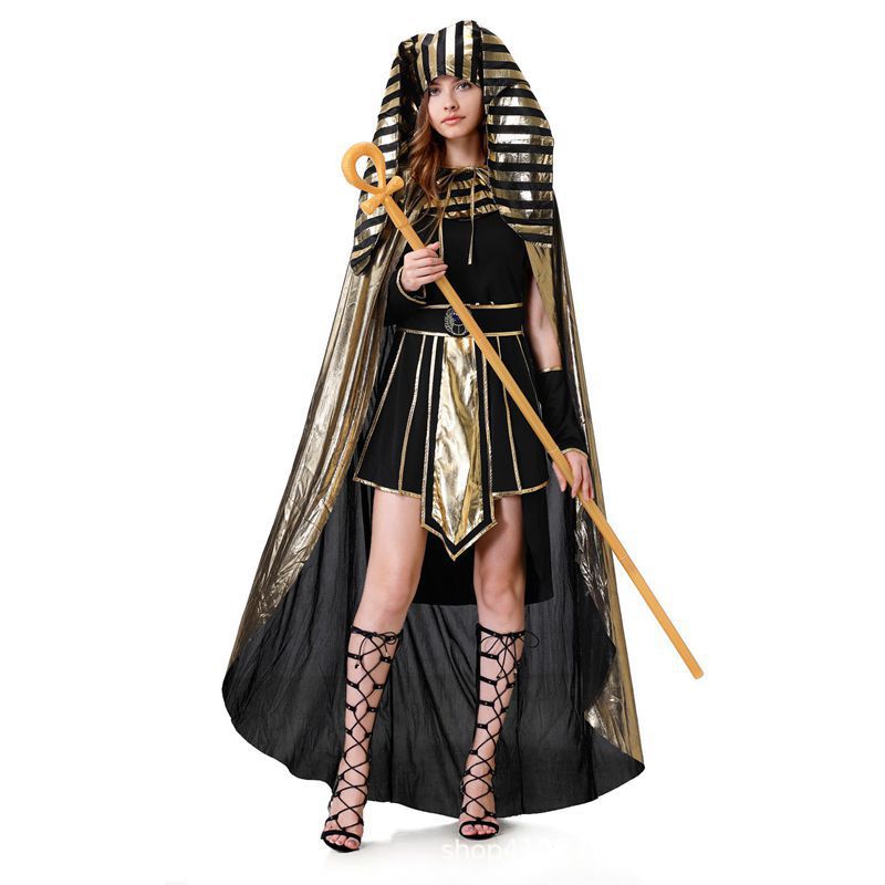 Cross-Border Halloween Egyptian Pharaoh Couple Cosplay Costumes for Men and Women Ancient Greek and Roman King Pharaoh Cleopatra Costumes