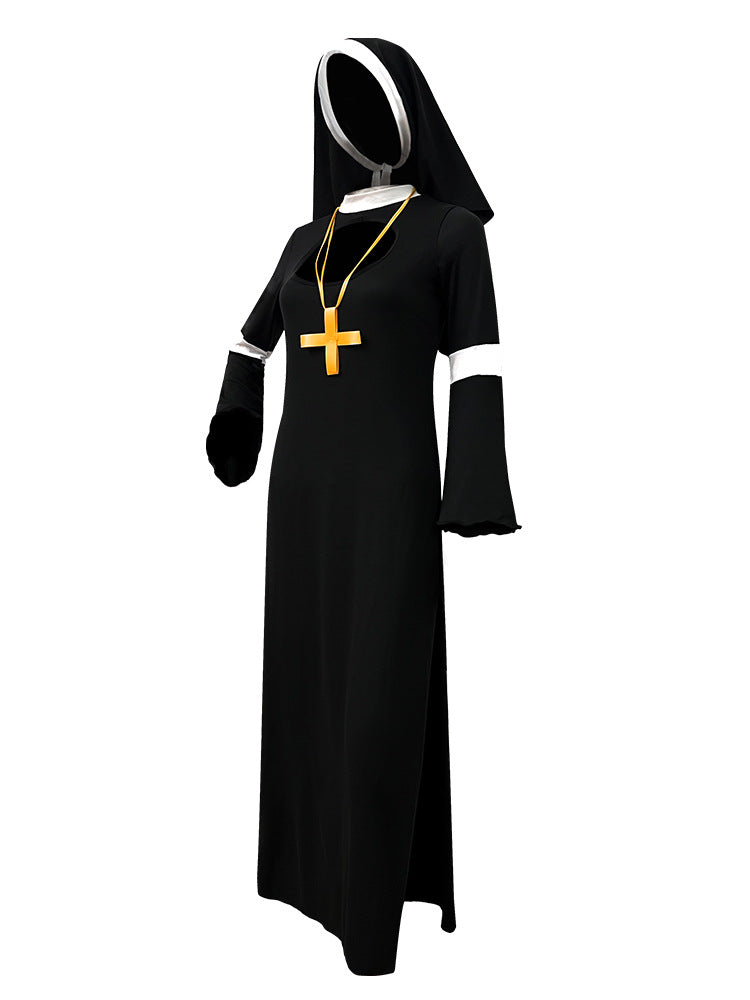 Foreign Trade Adult Female Halloween cos Costume Masquerade Nuns Cosplay Clothing Stage Performance Clothing suit