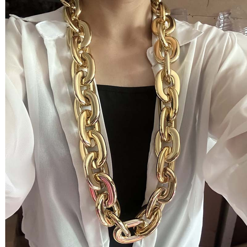 2025 Halloween Christmas Necklace Holiday Party Team Fan Ccb Thick Necklace Exaggerated Hip-Hop Big Gold Chain