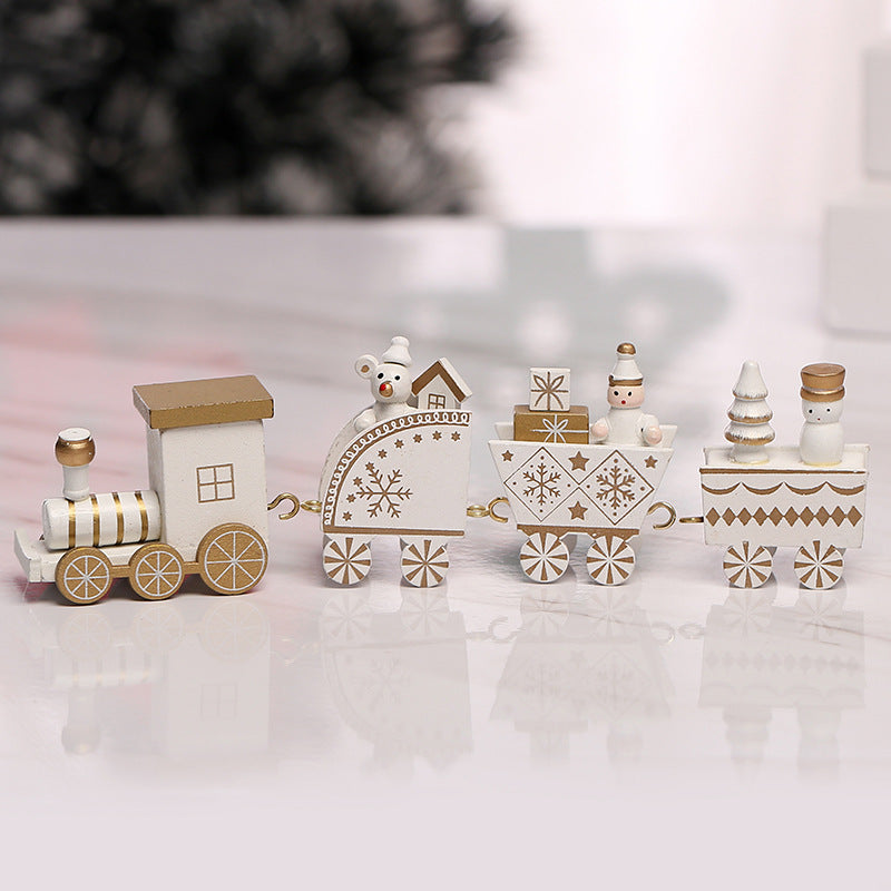 Strict selection of Christmas decorations cartoon creative children's Christmas gifts small train wooden window desktop ornaments