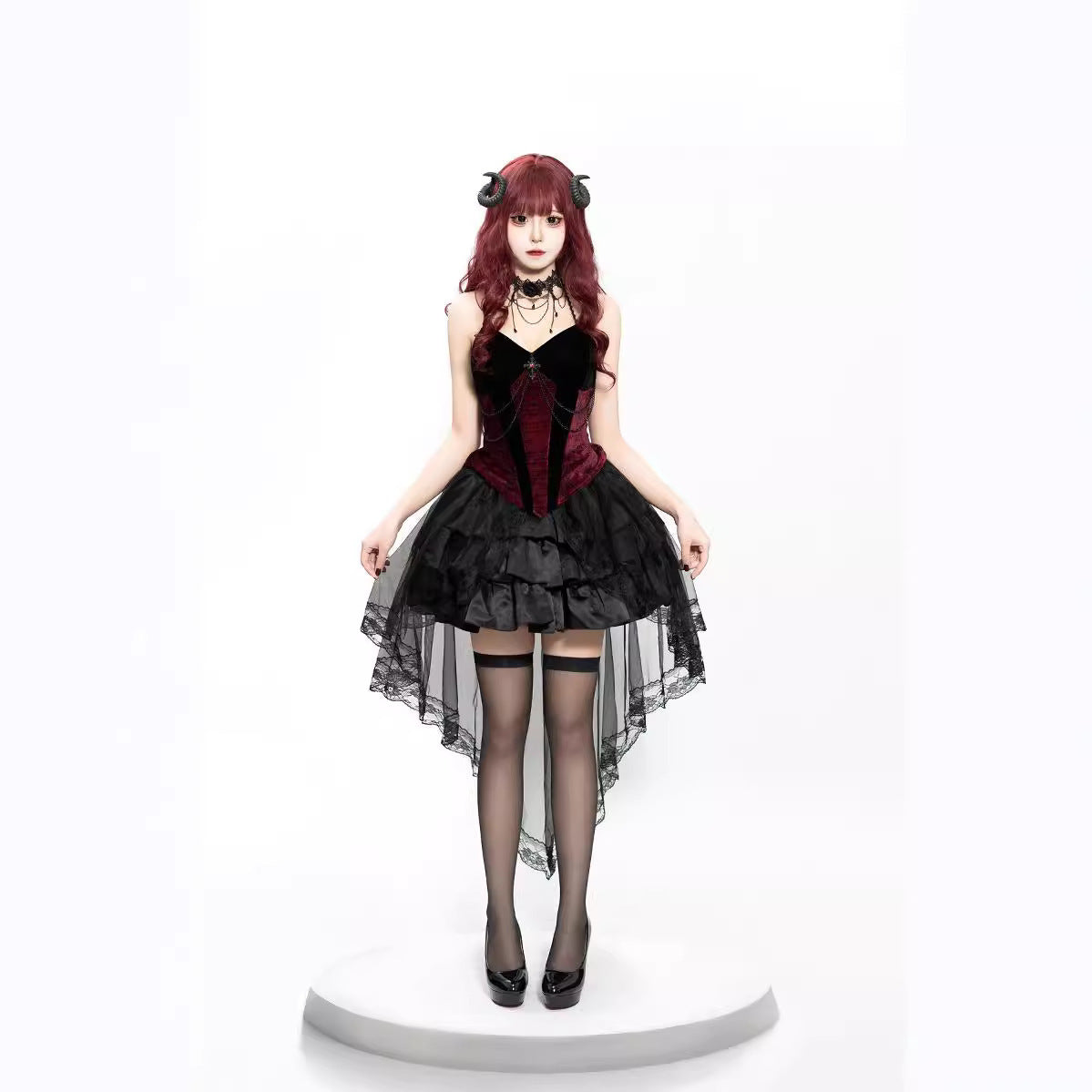 Halloween Adult Duchess Vampire Dark Gothic Witch Stage Cosplay Cos Costume