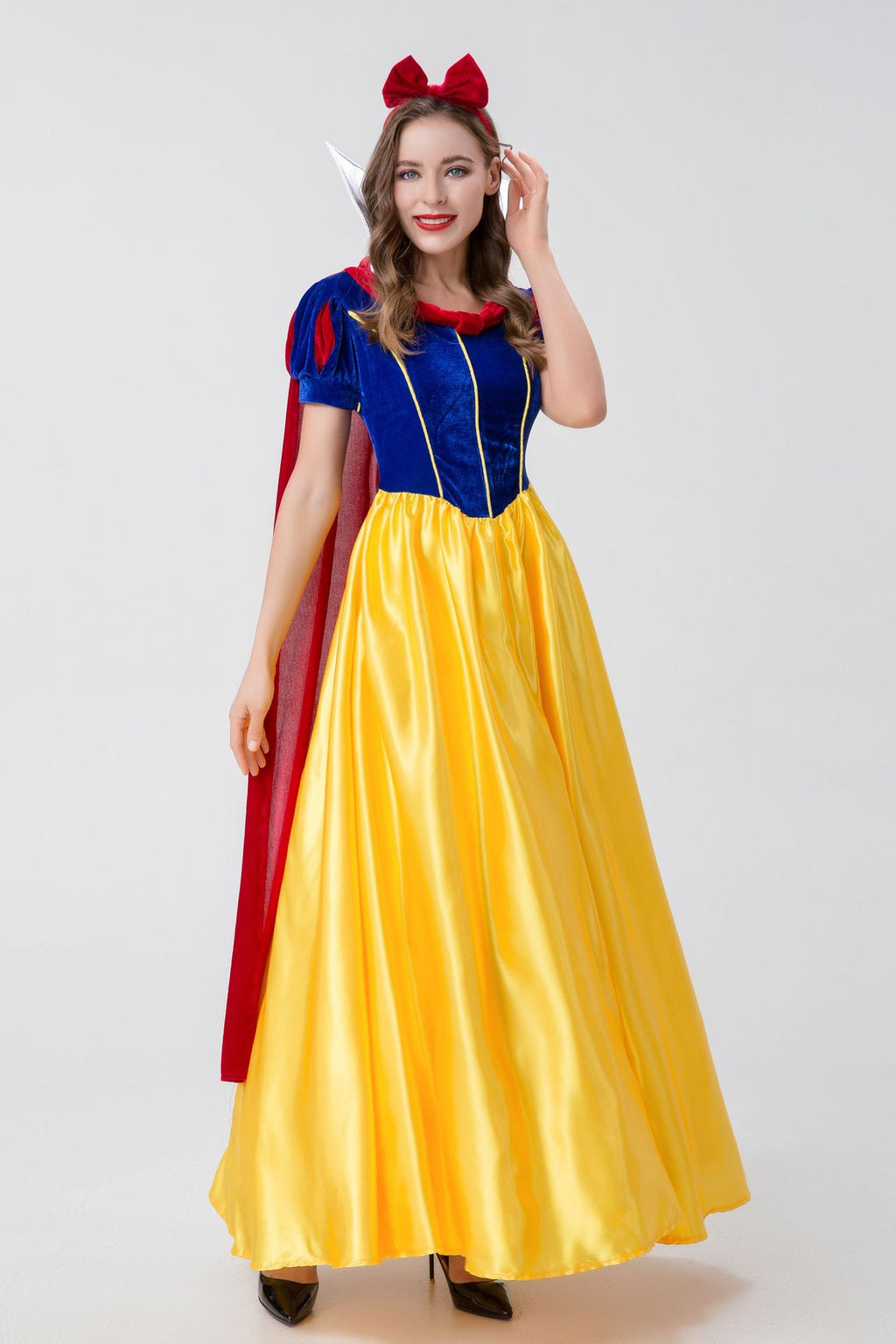 Halloween Costume Adult Snow White cosplay Deluxe Short Sleeve Long Dress Magic Fairy Princess Dress Show