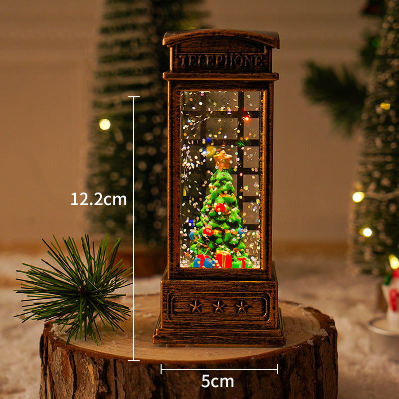 Christmas vintage portable lamp luminous water filling wind lamp Christmas decoration atmosphere lamp Christmas tree decoration wind lamp ornaments