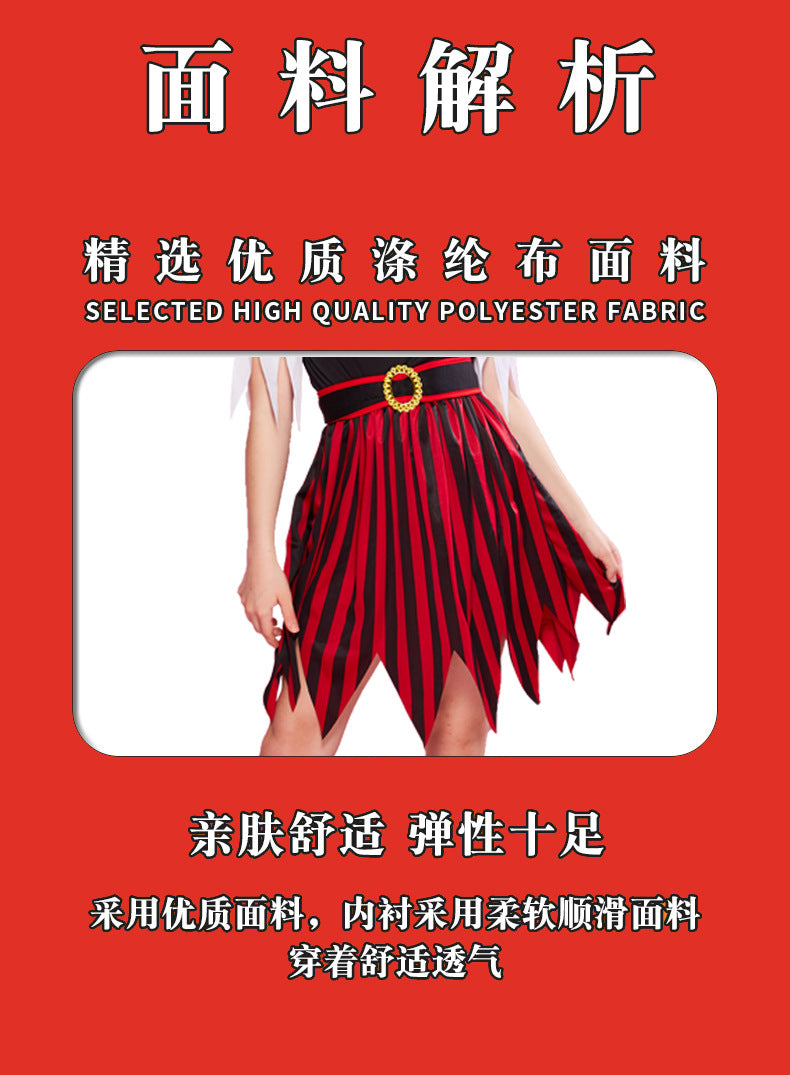 Halloween Children's Costume Costume Performance Costume Performance Costume Pirates of the Caribbean New Red and Black Striped Suit