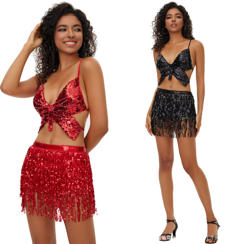Halloween New Belly Dance Beads Waist Chain 4 Layer Beads Sequins Dance Performance Hip Towel Tassel Waist Seal Belt