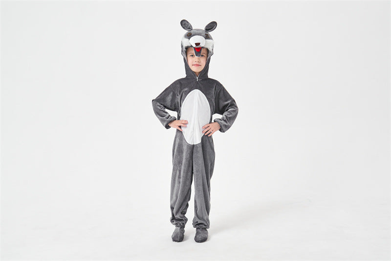 Halloween Big Bad Wolf Plays Parent-Child Animal Siaman Children's Drama Stage Performance Costume Big Tail Wolf
