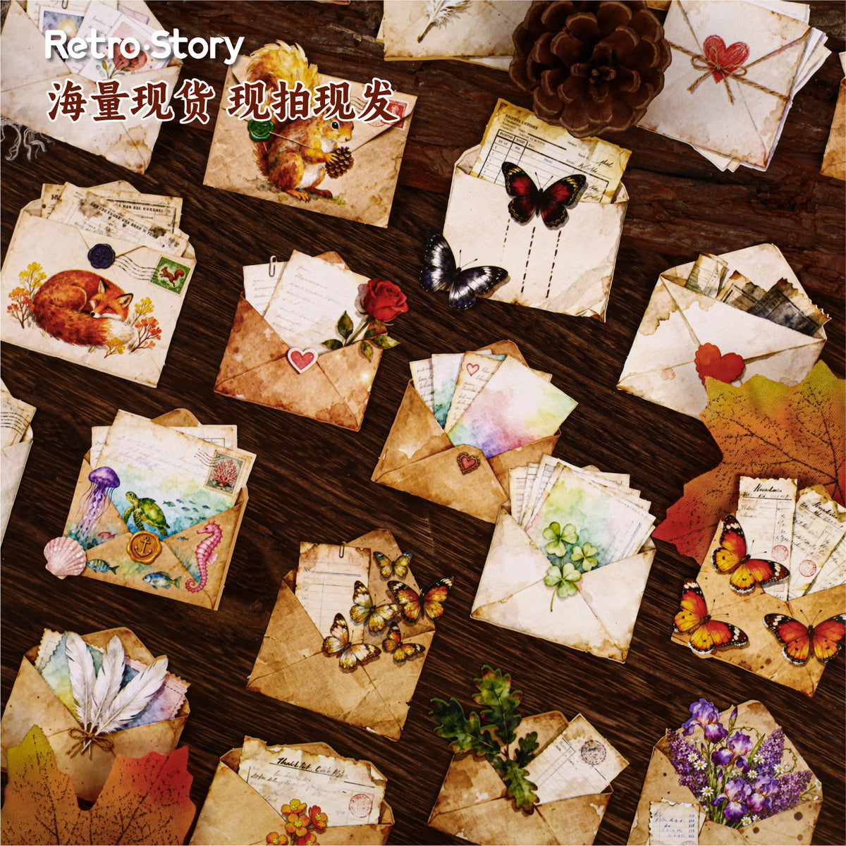 Retrostory Letters from Afar Series Natural Boundless Fallen Leaf Specimen Decorative Material 10 Handbook Sticker Packs