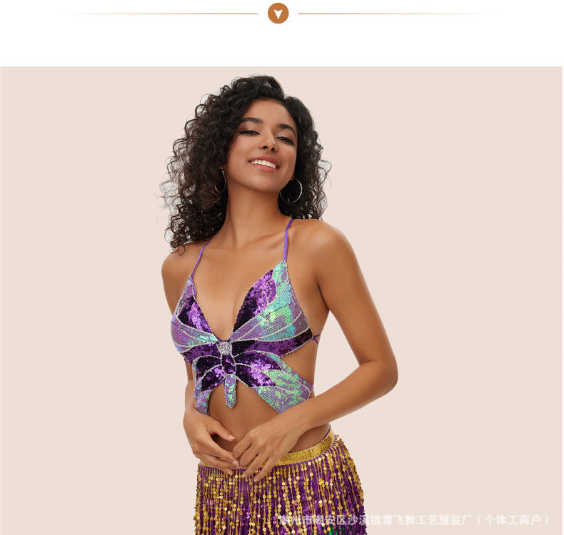 Halloween New Belly Dance Beads Waist Chain 4 Layer Beads Sequins Dance Performance Hip Towel Tassel Waist Seal Belt