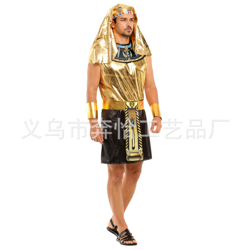 Halloween Egyptian Pharaoh Costume Ball Indian Savage Performance Props Indigenous Headwear Feather Pharaoh Hat
