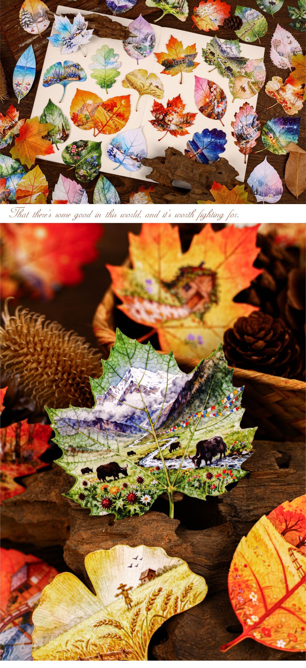 Retrostory Foliage Series Stickers Creative Leaf Landscaping Stickers Decorative Materials Handbook Material Base Stickers