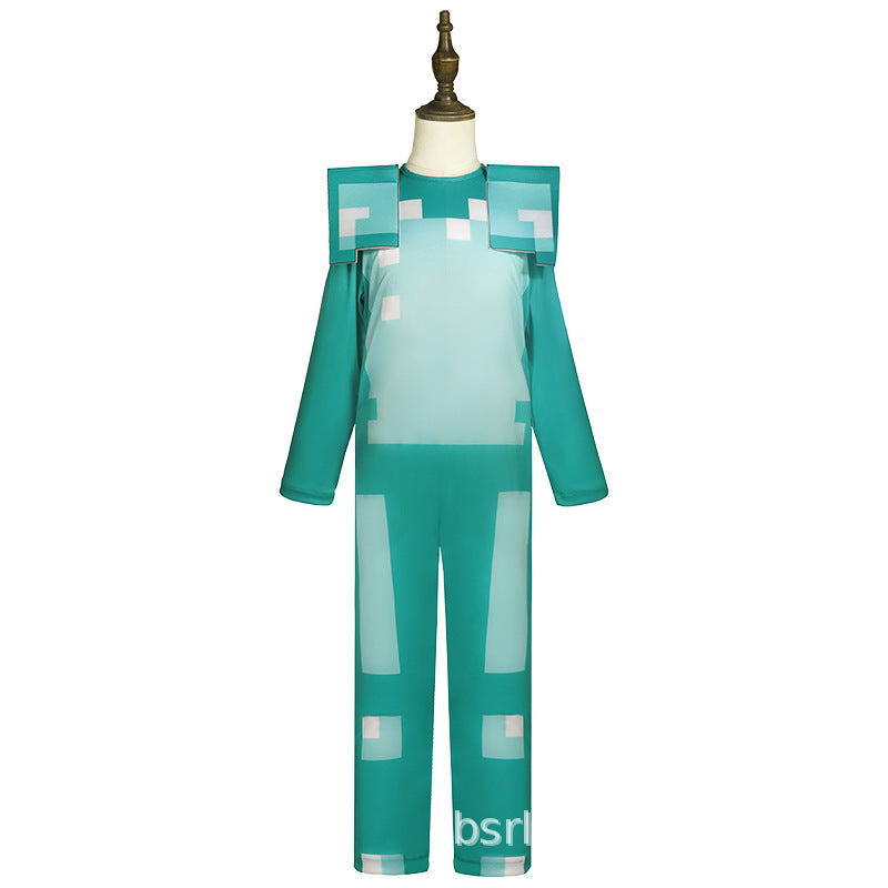 My World Child Cos Suit Steve Stage Game Performance Suit minecraft Halloween Costume in stock