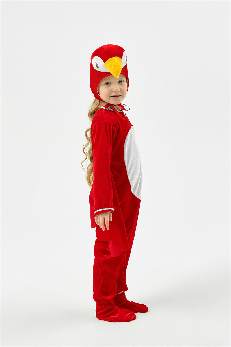 Halloween Children's Performance Costume Cartoon Animal One-piece Costume Blue Red Parrot COS Performance Costume