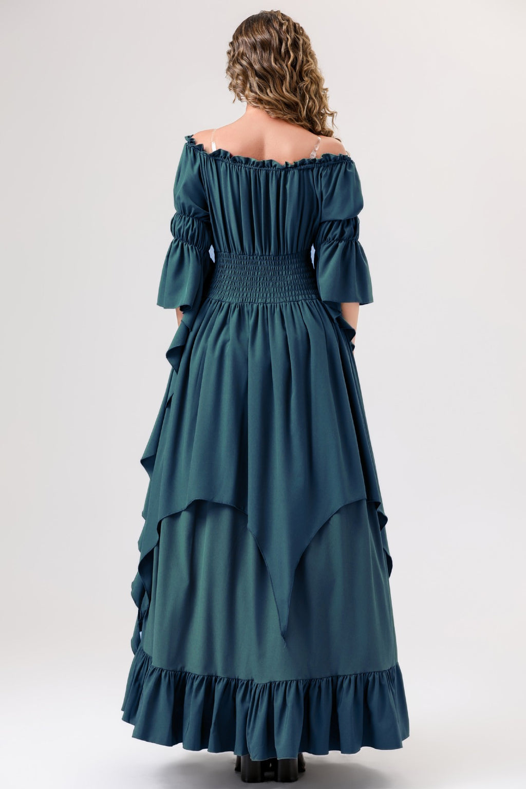 Halloween Medieval Renaissance Retro Dress European and American Square Collar Bundle Waist Dress Stage Performance Costume