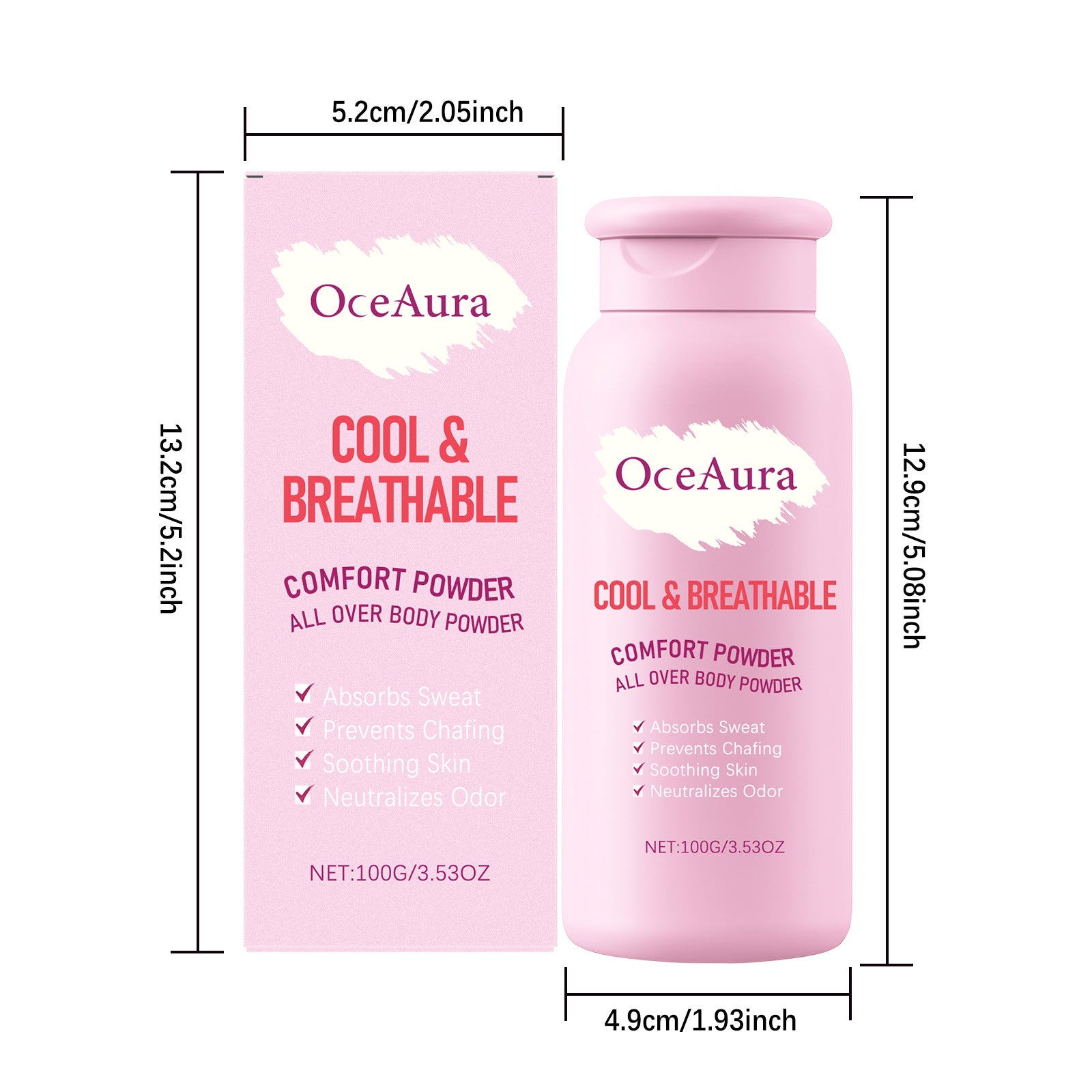 Dry Talcum Powder Remove Odor Sweating Moisture Refreshing Body Inner Thigh Absorption Natural Comfortable Sensitive Skin Care