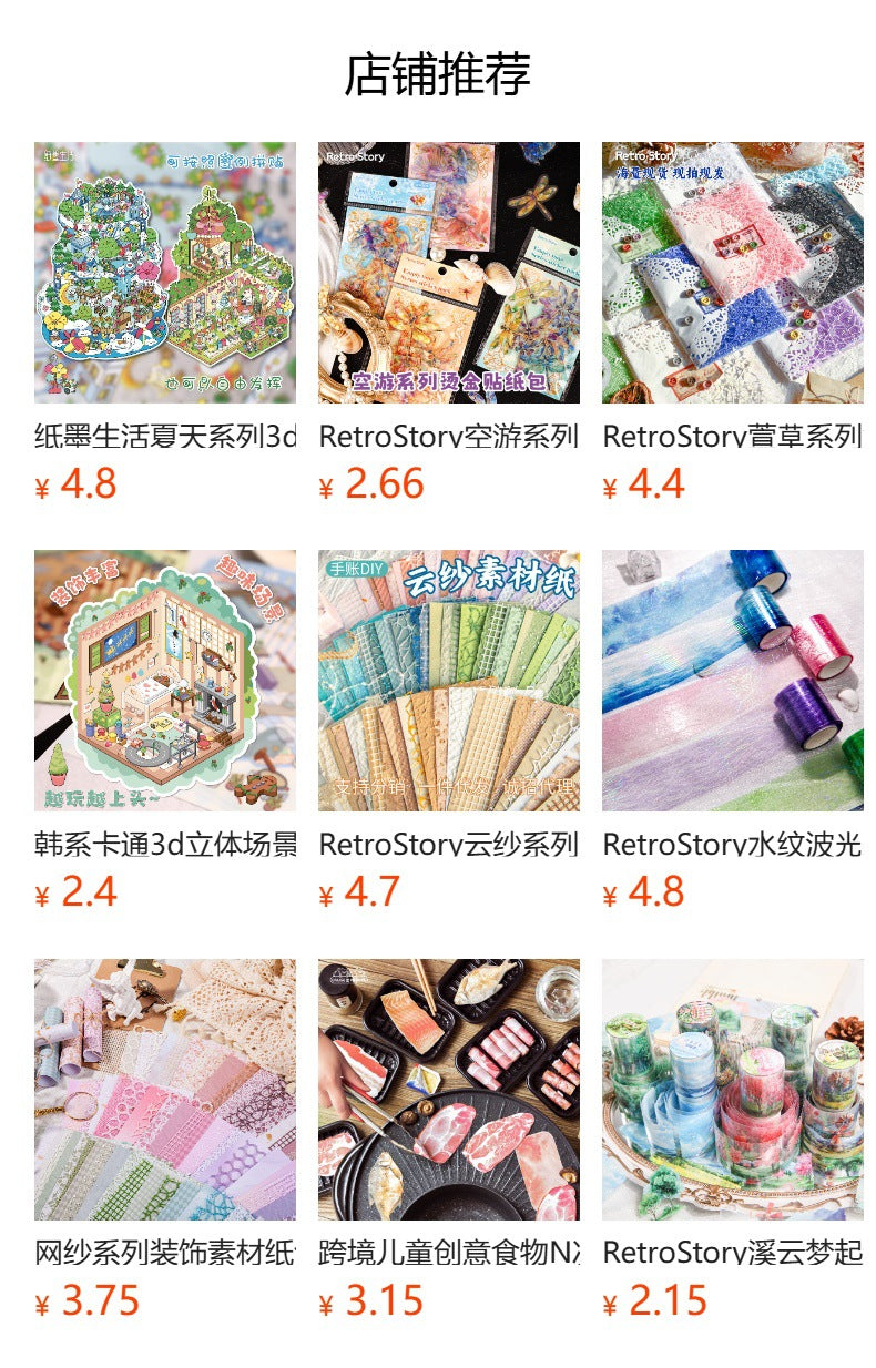 Retrostory Old Sign Series Retro DIY Landscaping Material Collage Package Creative Base Decorative Handbook Stickers