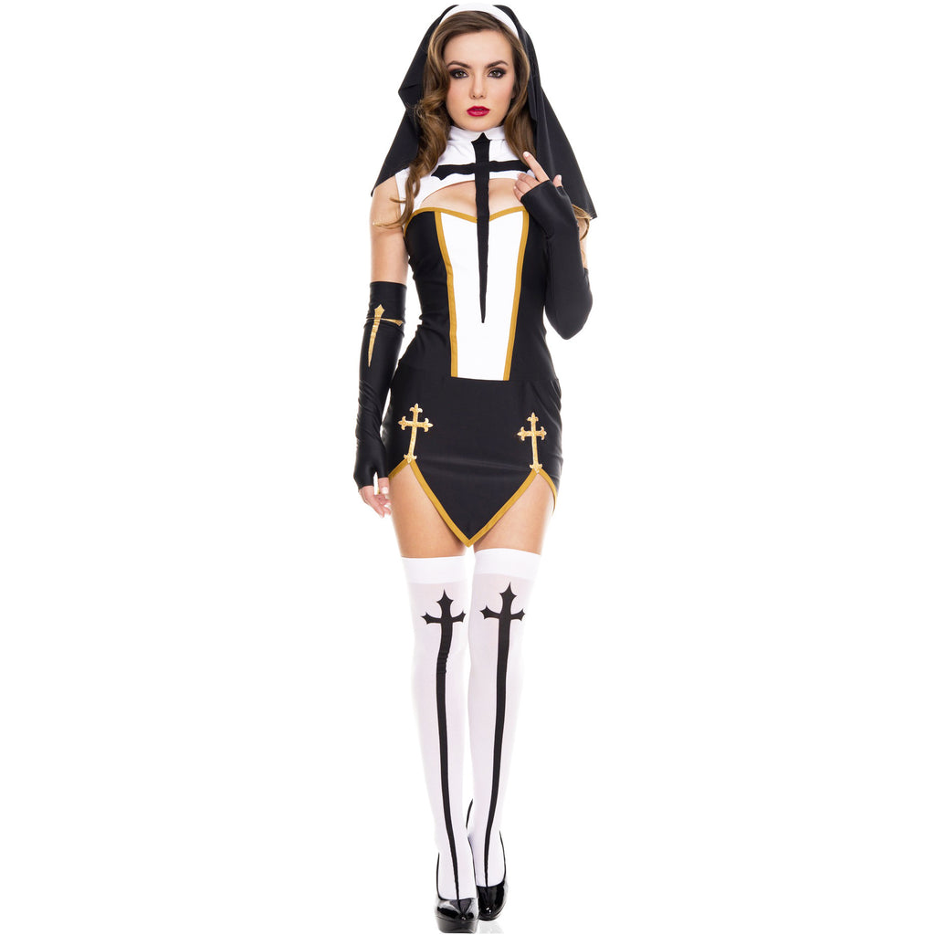 S-Xl Halloween Nun Clothes Adult Female Cross Cos Performance Clothes Nun Performance Clothes Game Uniforms