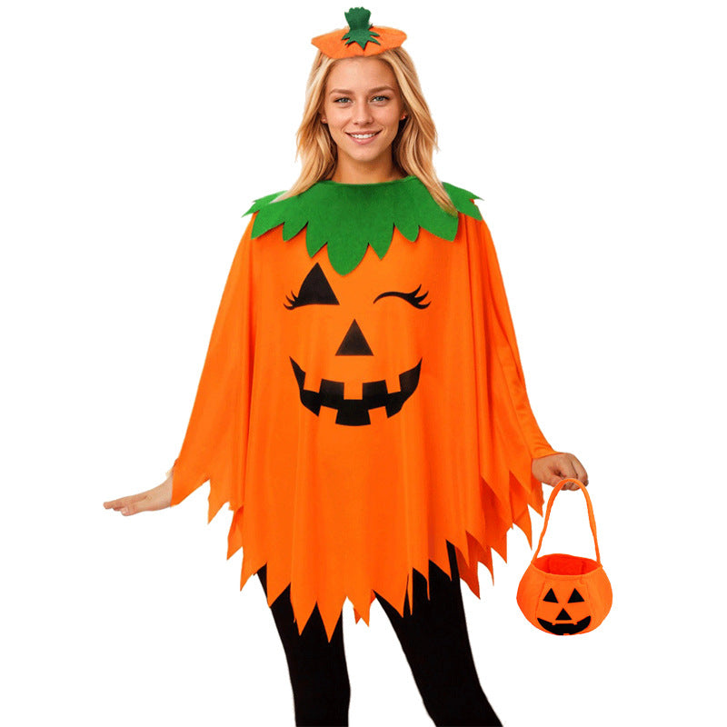 Halloween Costume Luminous Adult Children Pumpkin Cape Shawl Pumpkin Hat suit Cape School Party Dress Up