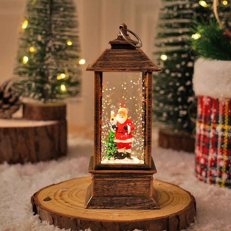 Christmas vintage portable lamp luminous water filling wind lamp Christmas decoration atmosphere lamp Christmas tree decoration wind lamp ornaments