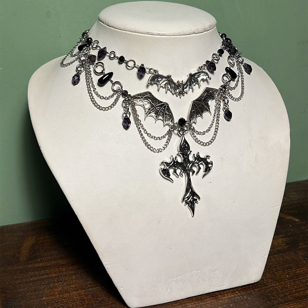 Halloween Cross Necklace Wholesale Cross-Border Vintage Dark Heavy-Duty Gothic Style Necklace Light Luxury Niche Sweater Chain