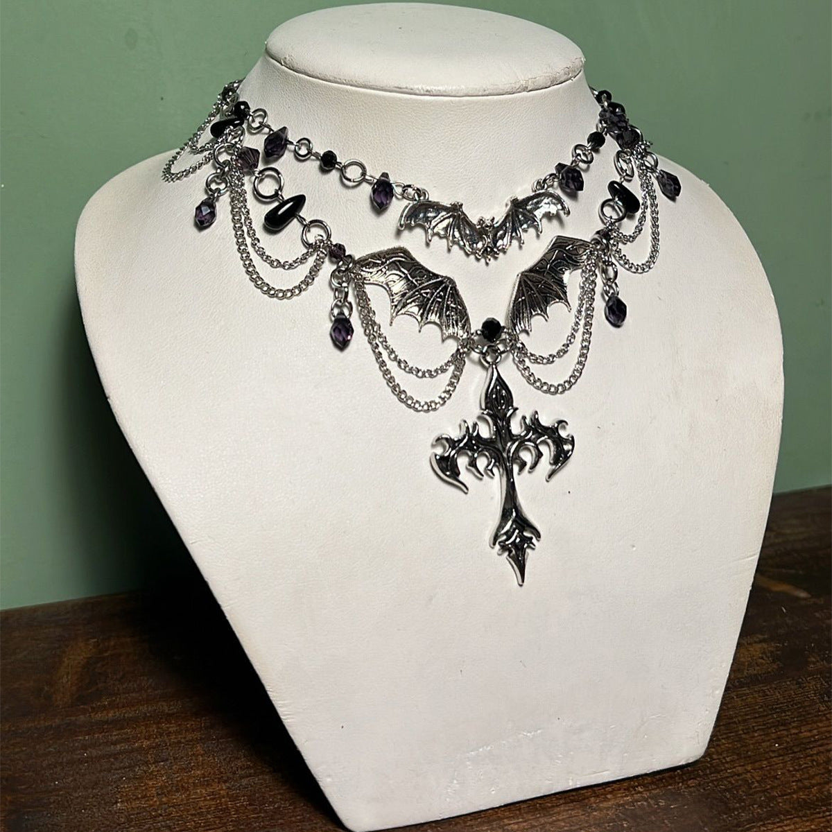 Halloween Cross Necklace Wholesale Cross-Border Vintage Dark Heavy-Duty Gothic Style Necklace Light Luxury Niche Sweater Chain