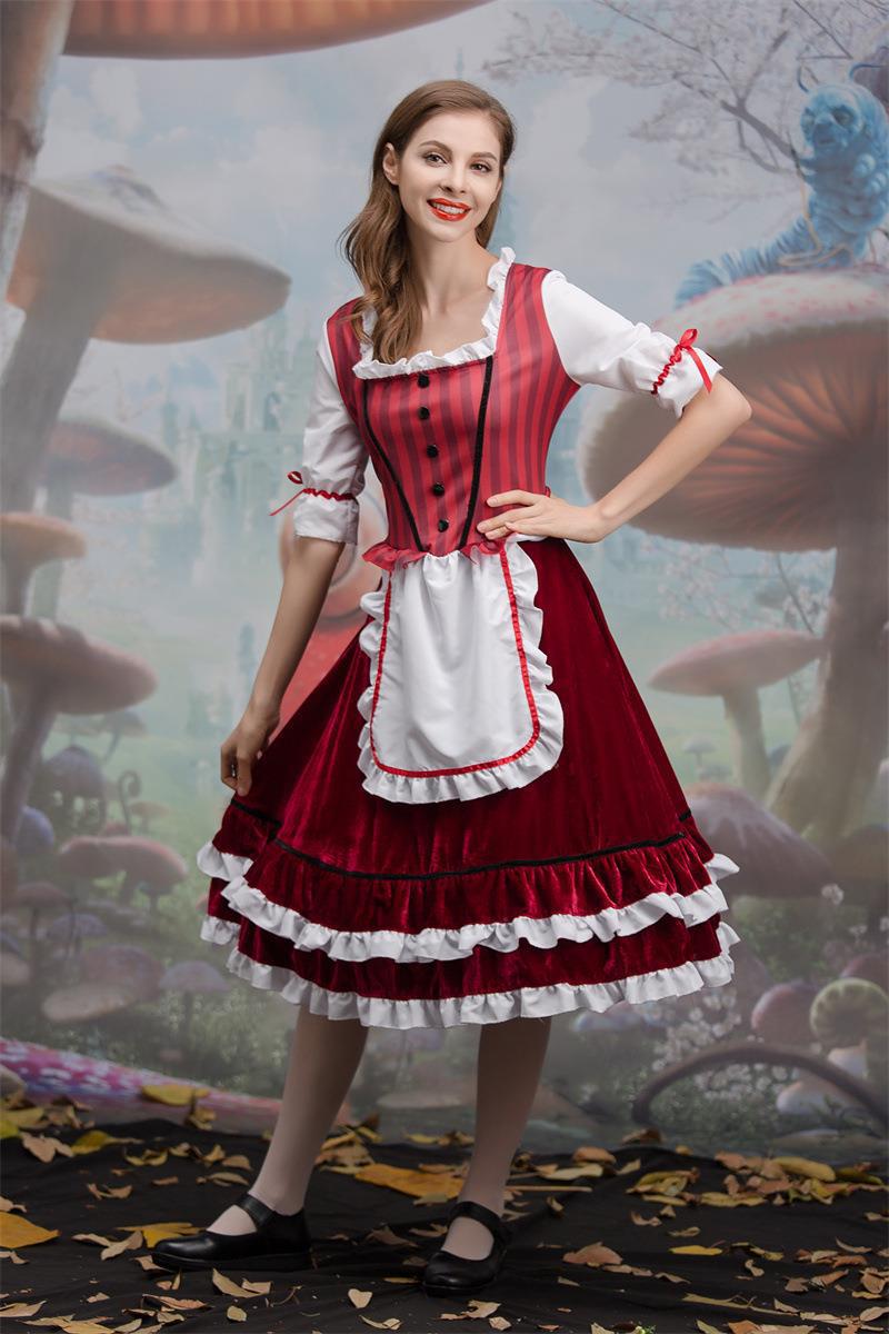 European and American New Halloween Little Red Riding Hood Cos Role-Playing Anime Party Costume Little Red Riding Hood Performance Outfit