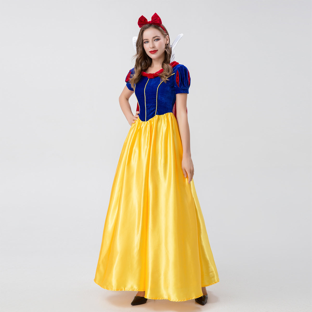 Halloween Costume Adult Snow White cosplay Deluxe Short Sleeve Long Dress Magic Fairy Princess Dress Show