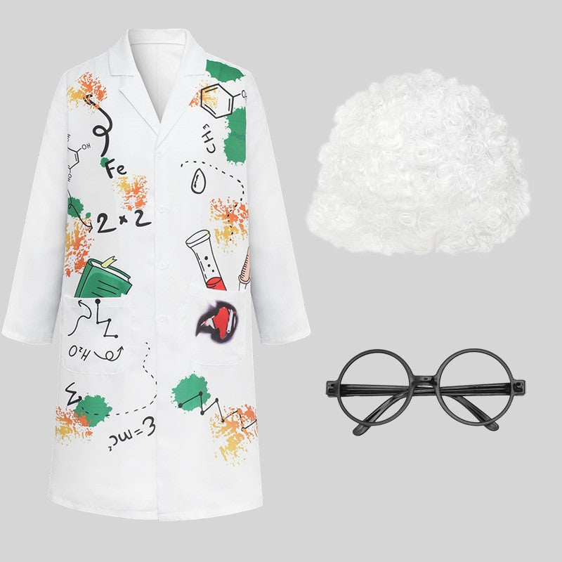 Halloween Crazy Scientist White Coat cos Frankenstein Pro Play Parent-Child Stage Performance Costume