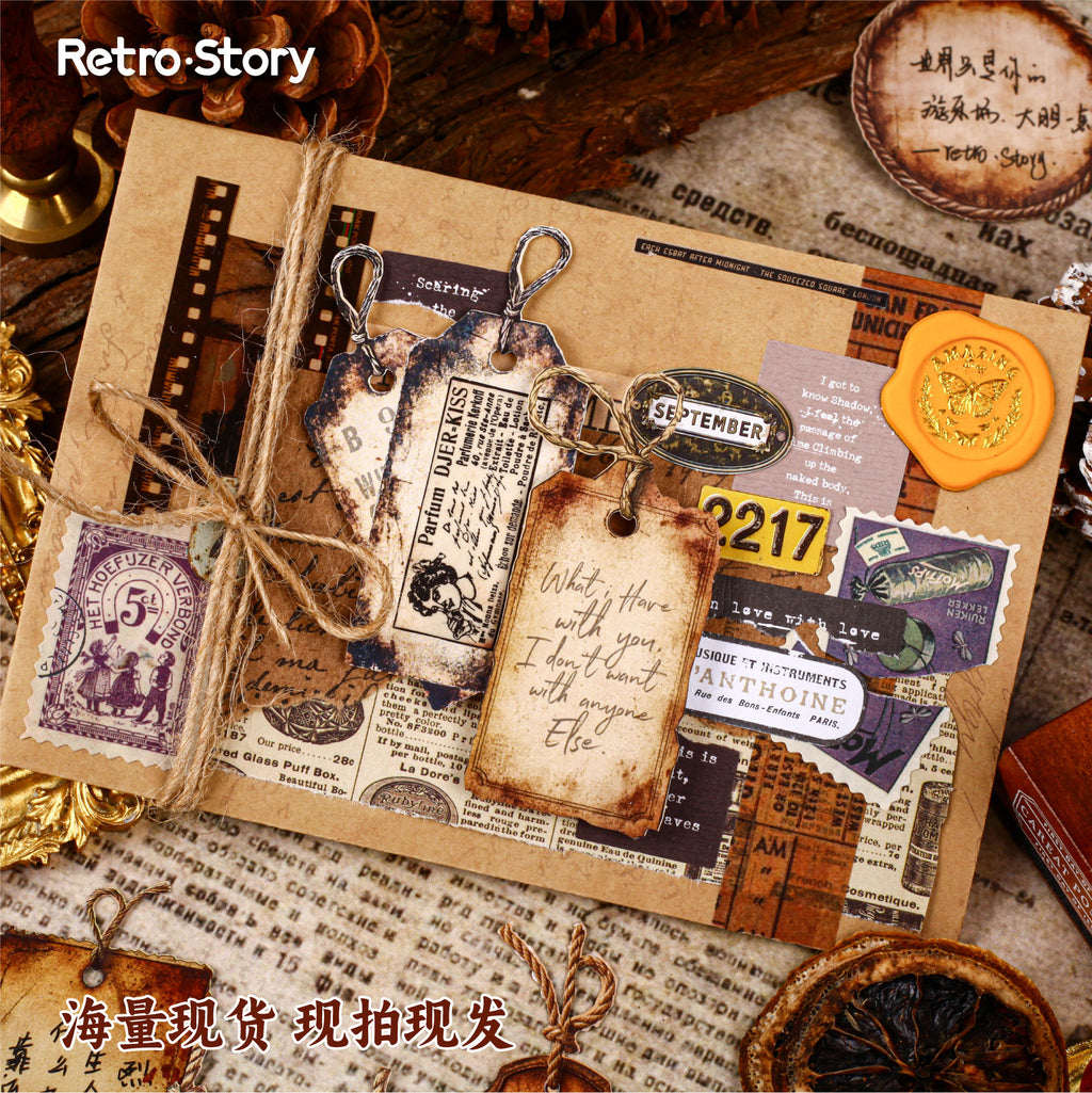 Retrostory Old Sign Series Retro DIY Landscaping Material Collage Package Creative Base Decorative Handbook Stickers