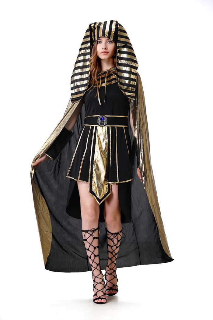 Cross-Border Halloween Egyptian Pharaoh Couple Cosplay Costumes for Men and Women Ancient Greek and Roman King Pharaoh Cleopatra Costumes