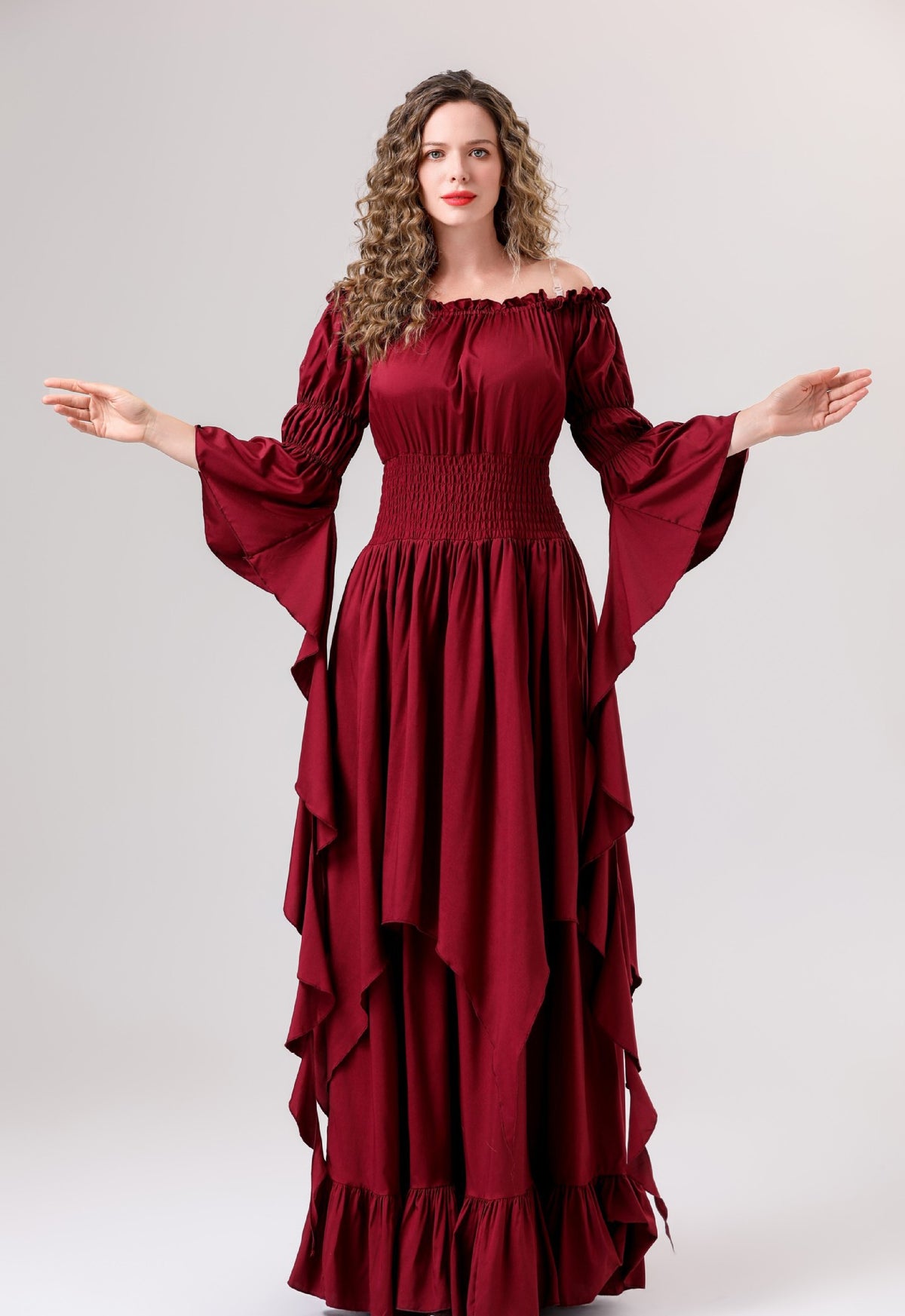 Halloween Medieval Renaissance Retro Dress European and American Square Collar Bundle Waist Dress Stage Performance Costume