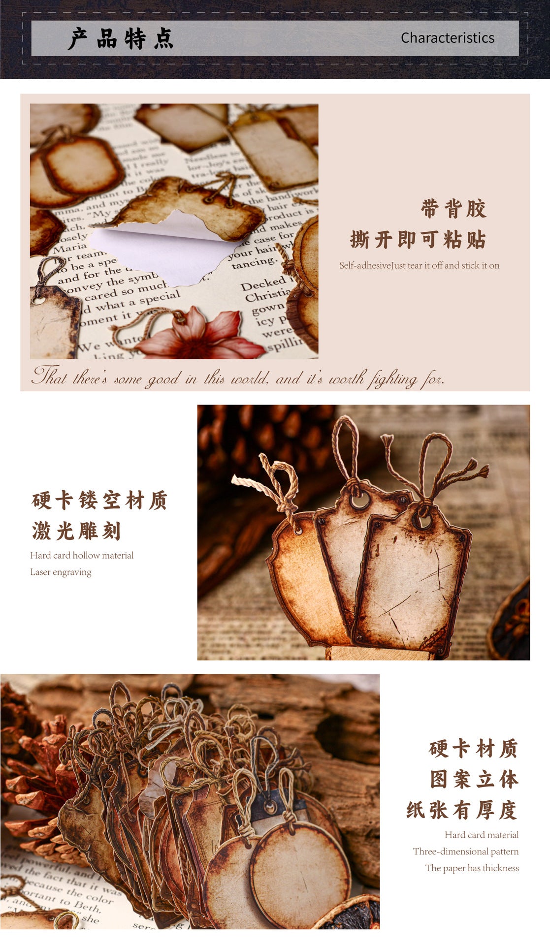 Retrostory Old Sign Series Retro DIY Landscaping Material Collage Package Creative Base Decorative Handbook Stickers