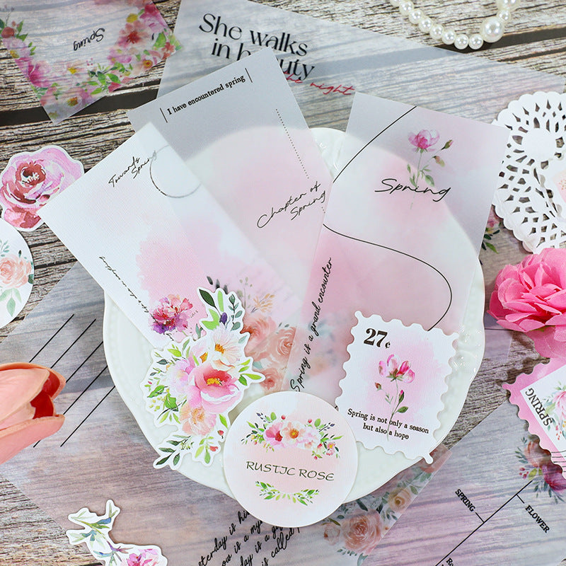 New Style Journal Background Sulfuric Acid Paper Diary Decoration Fresh Style Items Stickers Journal Material Paper Printing