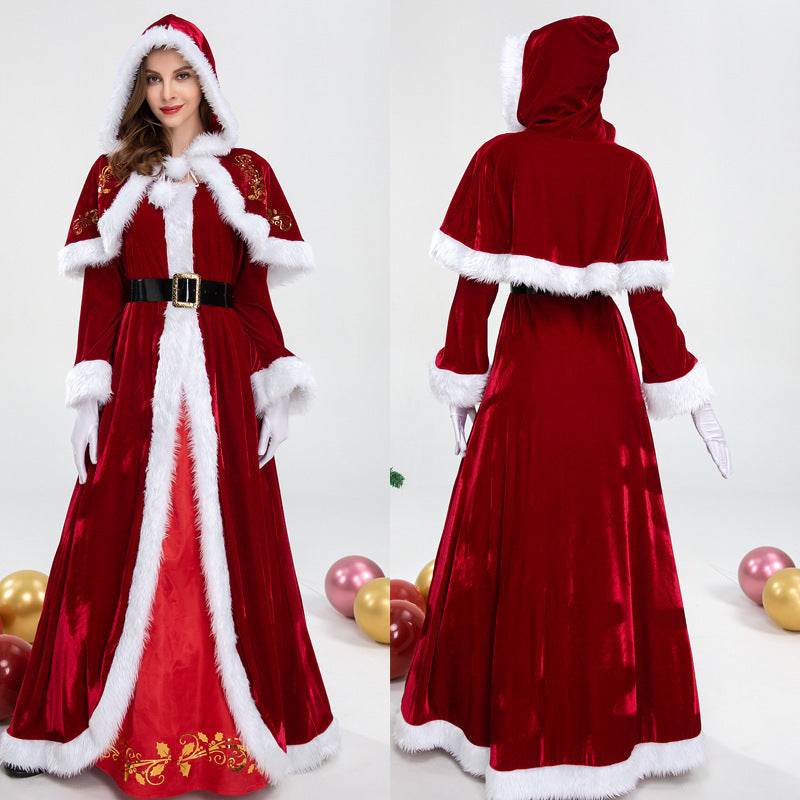 Cross-Border European and American Christmas Santa Claus Couple Costumes High-Quality Luxury Version Cosplay Masquerade Performance Costumes