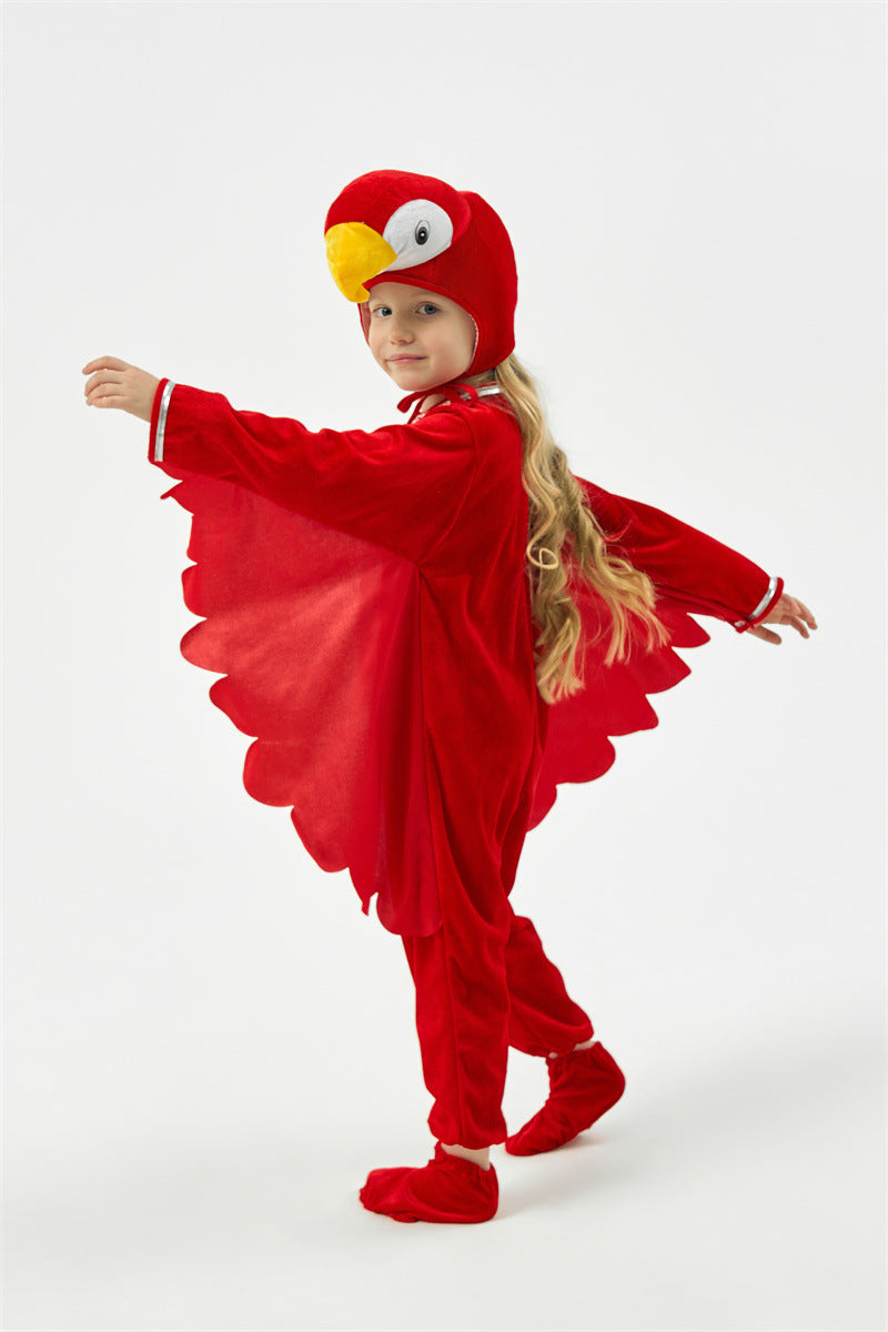Halloween Children's Performance Costume Cartoon Animal One-piece Costume Blue Red Parrot COS Performance Costume