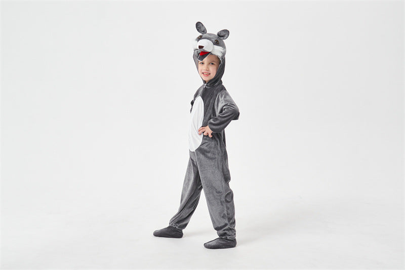 Halloween Big Bad Wolf Plays Parent-Child Animal Siaman Children's Drama Stage Performance Costume Big Tail Wolf