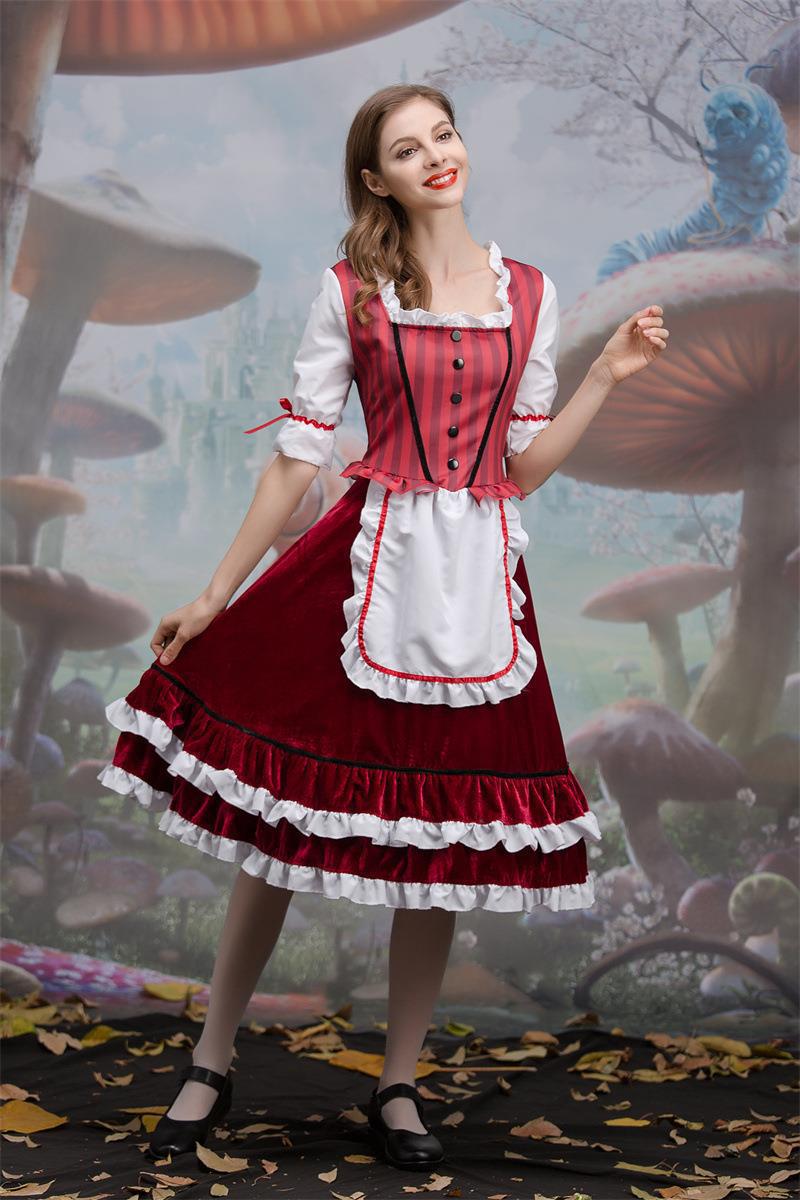 European and American New Halloween Little Red Riding Hood Cos Role-Playing Anime Party Costume Little Red Riding Hood Performance Outfit