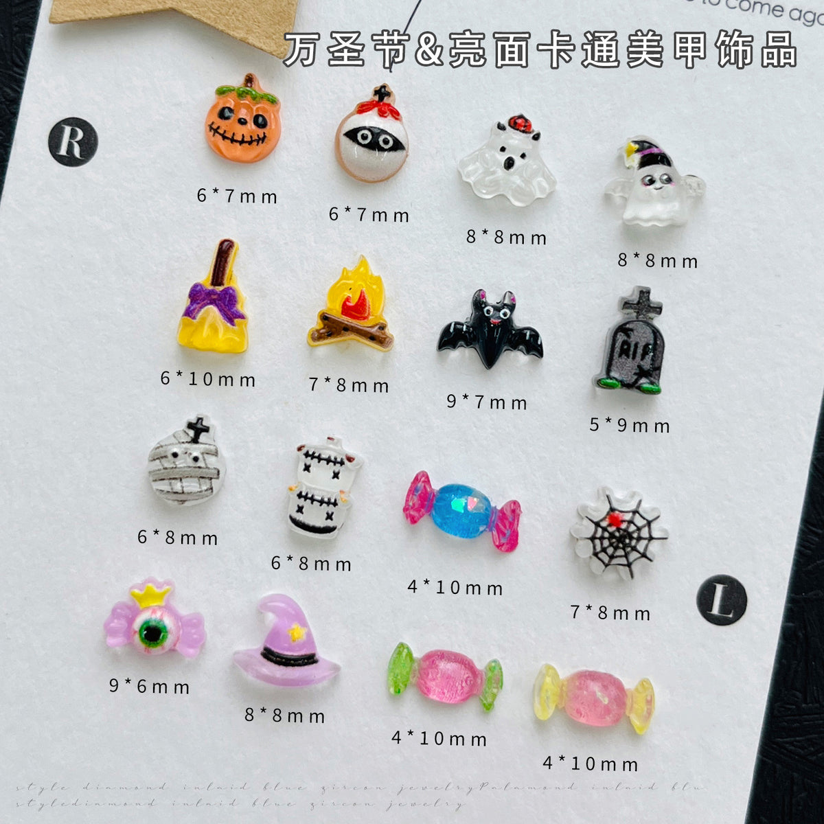 Halloween Cartoon Nail Art Accessories Mixed Cross-Border New Products Funny Magic Ghost Pumpkin DIY Nail Diamond Accessories