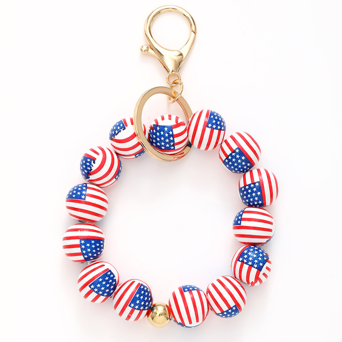 Sporty Baseball Independence Day Halloween Wooden Beads Wooden Fruit Summer Party Keychain Bracelet