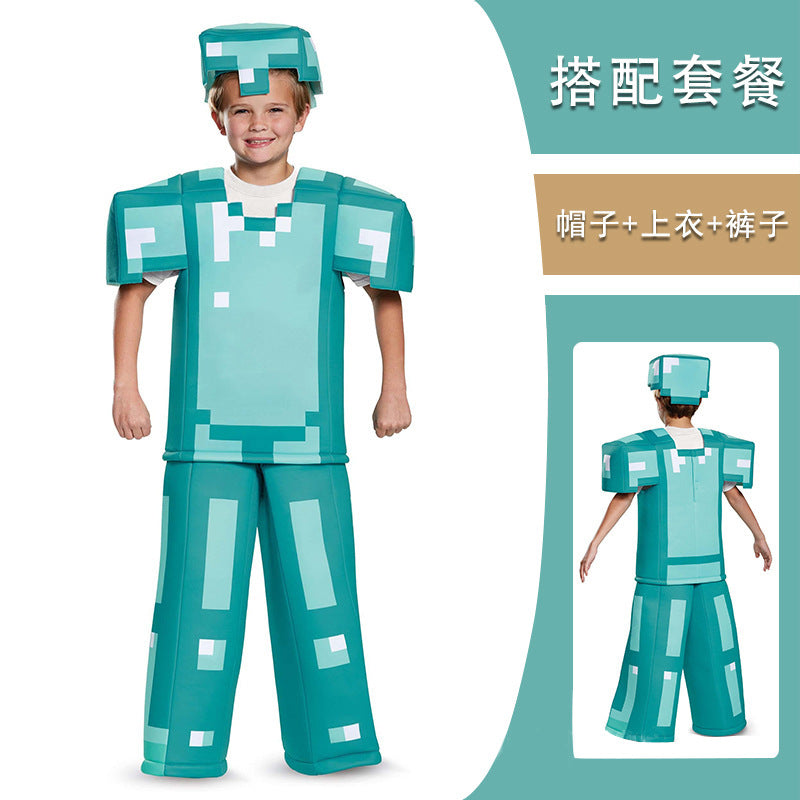 My World Child Cos Suit Steve Stage Game Performance Suit minecraft Halloween Costume in stock