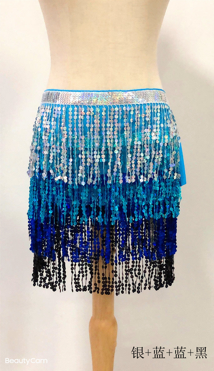 Halloween in stock Belly Dance Performance Costume Sequins Tassel Hips Bead Pieces Waist Chain Indian Dance Waist Towel Wholesale