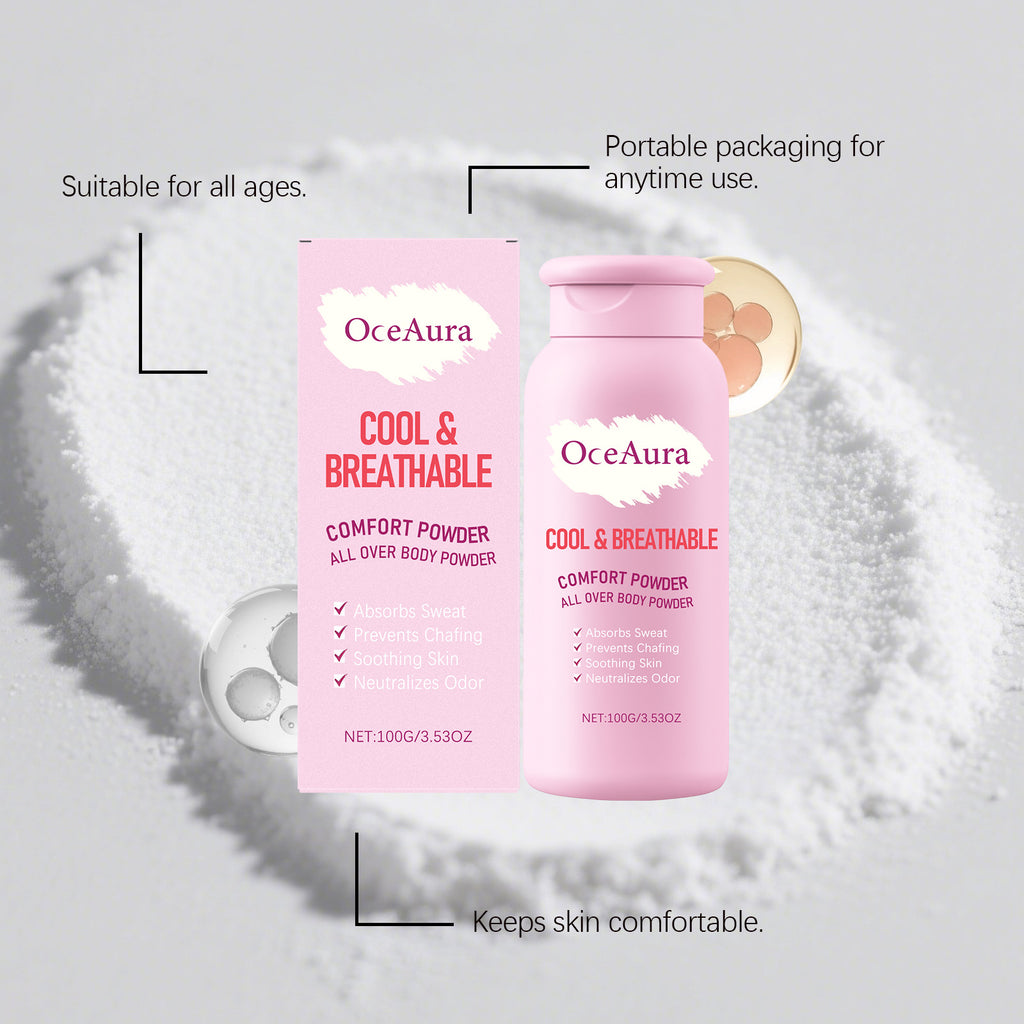 Dry Talcum Powder Remove Odor Sweating Moisture Refreshing Body Inner Thigh Absorption Natural Comfortable Sensitive Skin Care