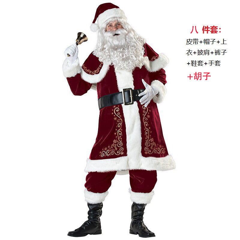 Cross-Border European and American Christmas Santa Claus Couple Costumes High-Quality Luxury Version Cosplay Masquerade Performance Costumes