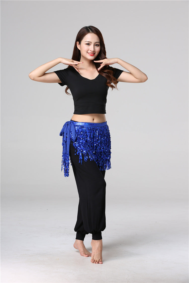Halloween in stock Belly Dance Performance Costume Sequins Tassel Hips Bead Pieces Waist Chain Indian Dance Waist Towel Wholesale