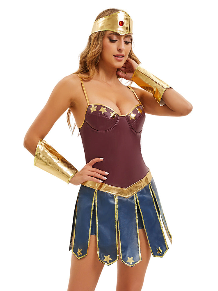 2025 Amazon New Halloween Cos Justice League Wonder Woman Greek Goddess Cosplay Costume
