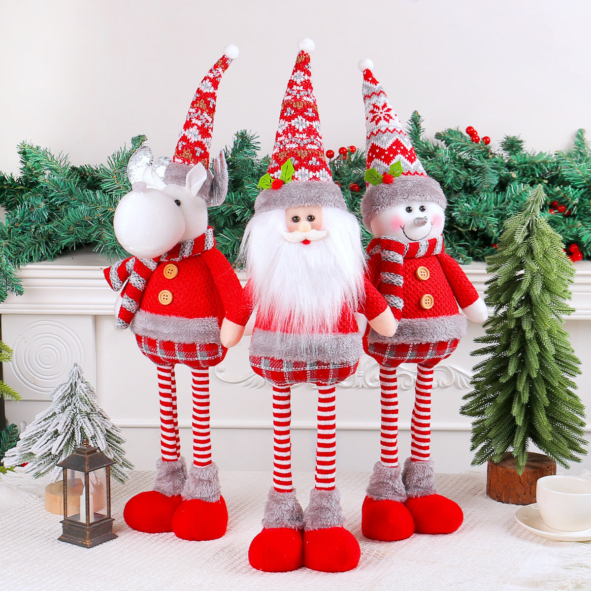 A variety of Christmas standing telescopic doll hotel window Christmas snowman elk doll decorative ornaments