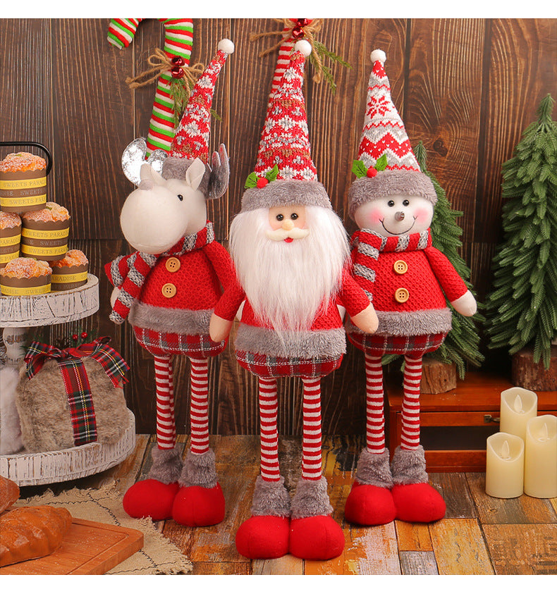 A variety of Christmas standing telescopic doll hotel window Christmas snowman elk doll decorative ornaments