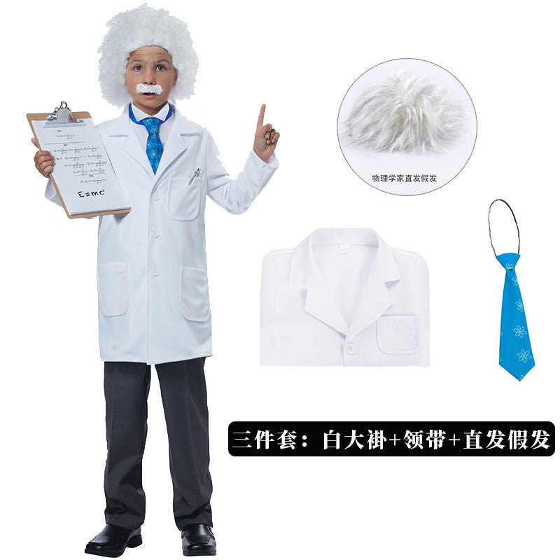 Halloween White Coat Scientist Doctor Einstein Performance Costume Scientist Role Cos Campus Performance Costume