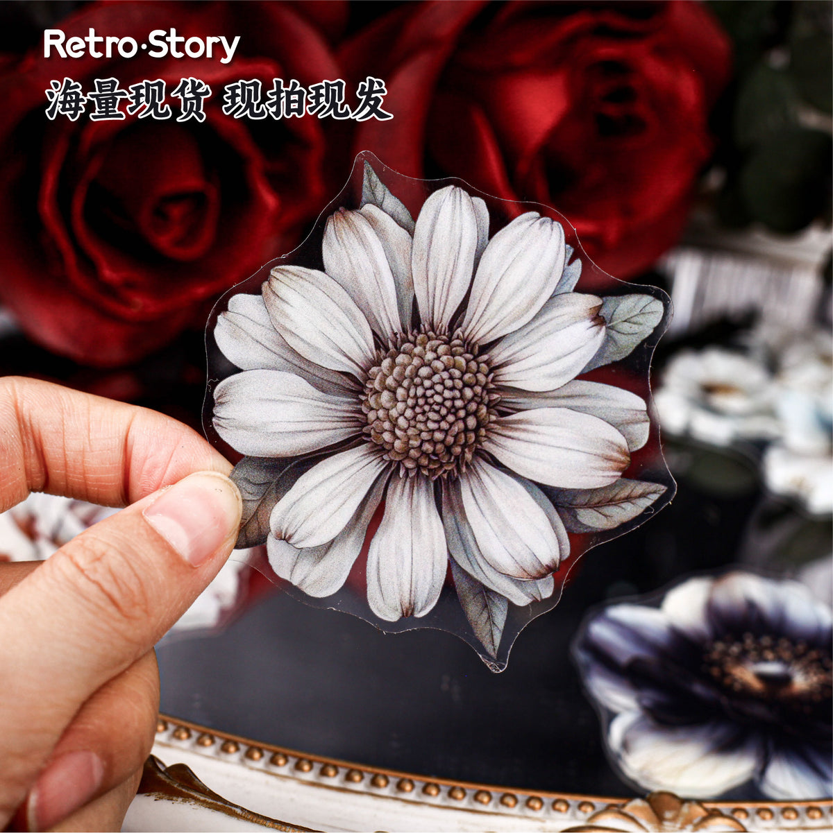 Retrostory Ink Flower Spectrum Series Landscaping Stickers Creative Handbook Creative Decoration Collage Material Paper Stickers