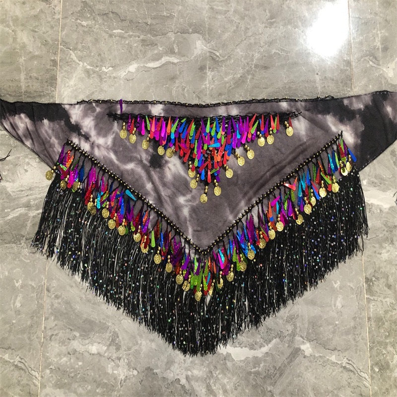 Halloween in stock Indian Dance Dress Flash Tassel Waist Towel Belly Dance Hip Towel Waist Chain Latin Dance Waist Towel Wholesale